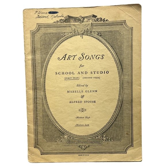 Art School Songs for School and Studio Sheet Music 1st Year Medium Low Voice - Picture 1 of 11